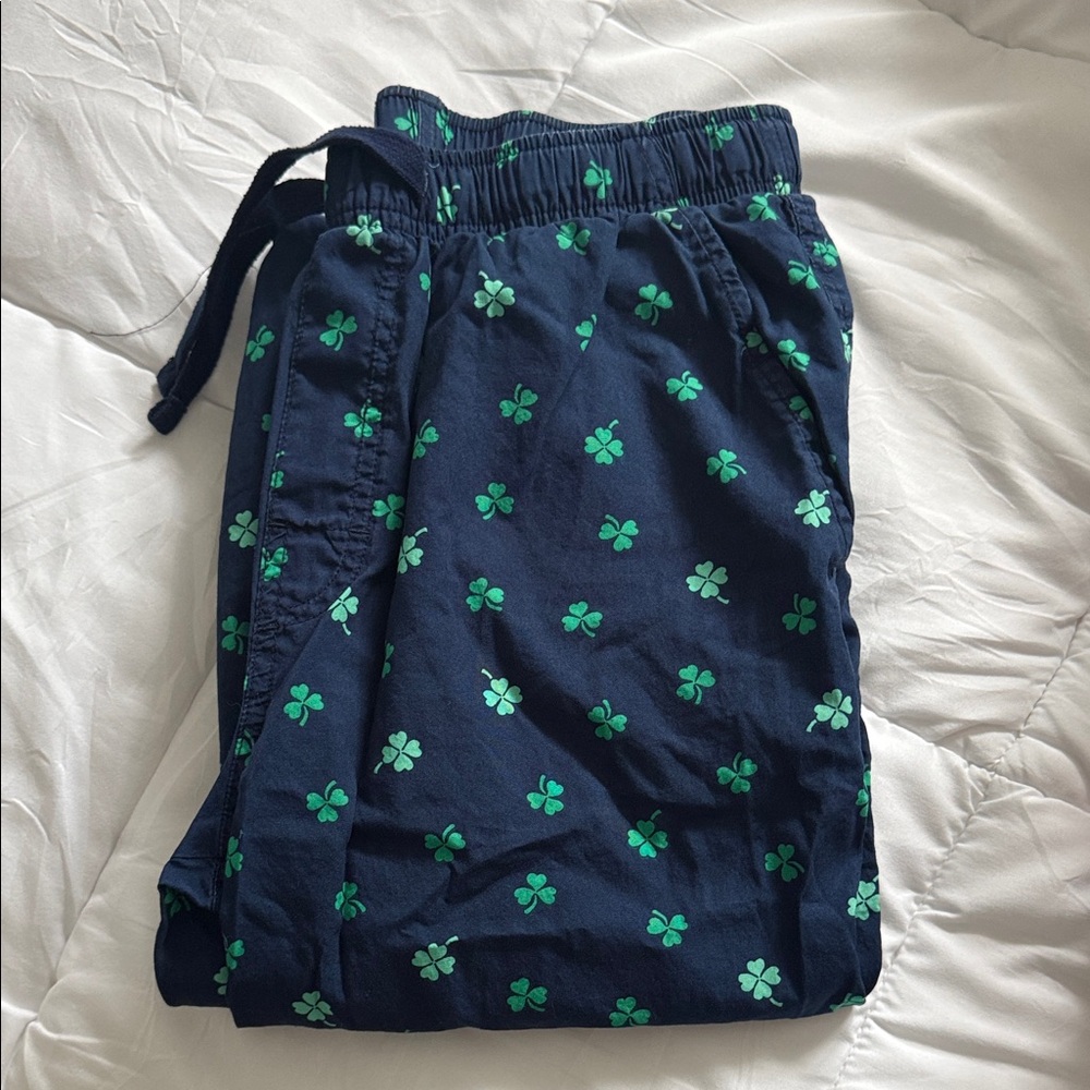 Old Navy Navy Blue Pajama Pants with Green Clover Print